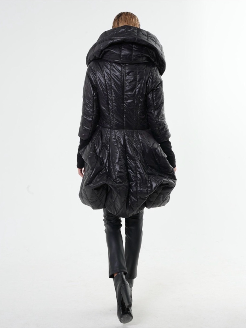 Extravagant Sculpted Puffy Coat In Black by METAMORPHOZA - Picture 6 of 9